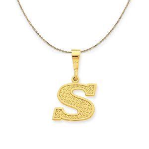 14k Yellow Gold, Ashley, Initial S Necklace - 18 Inch